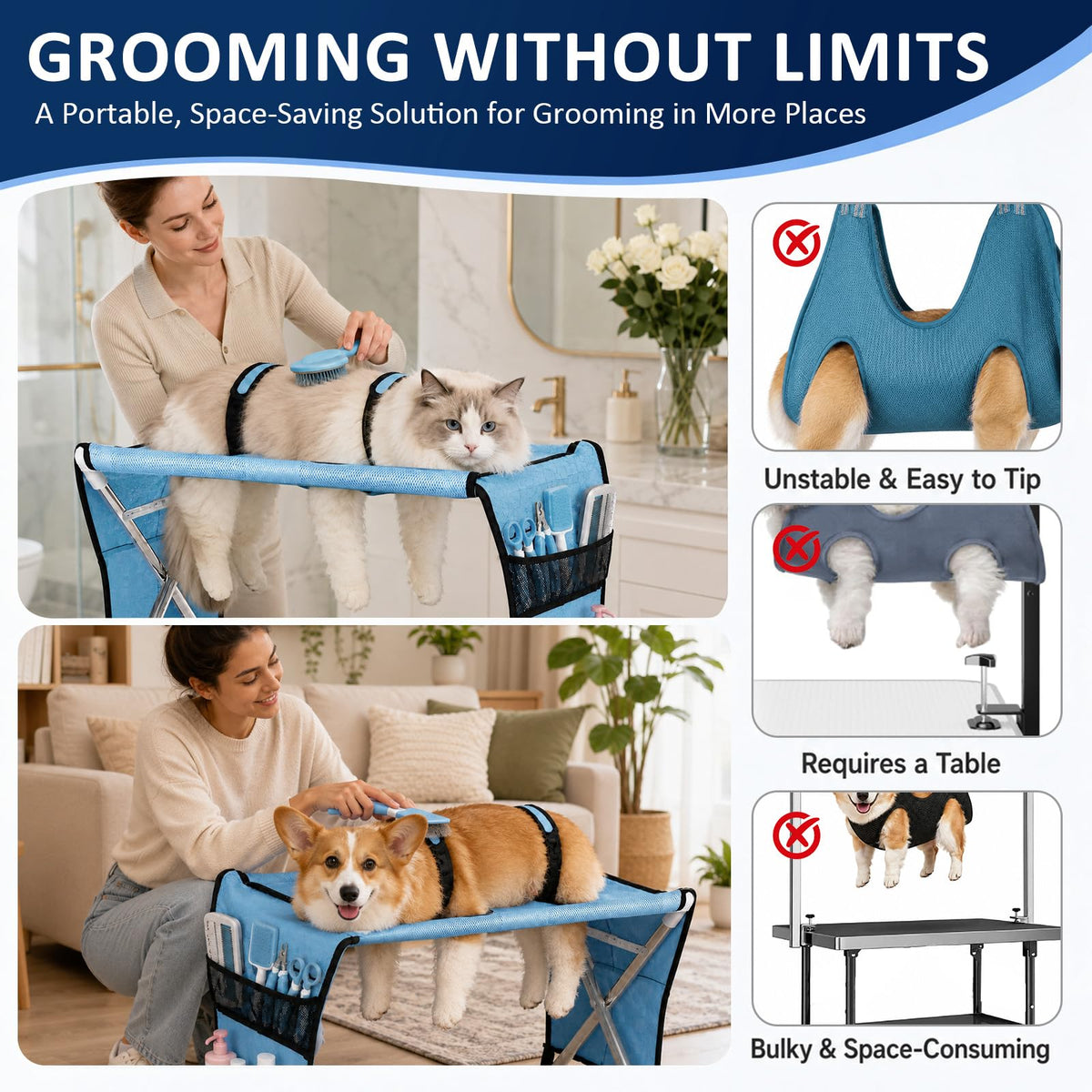 Pet Grooming Hammock with Stand M909233