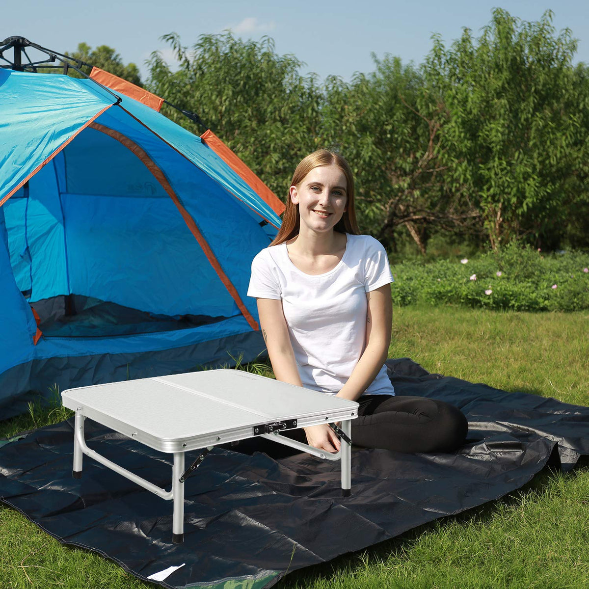 2 Foot Small Square Folding Table with Adjustable Height K3098