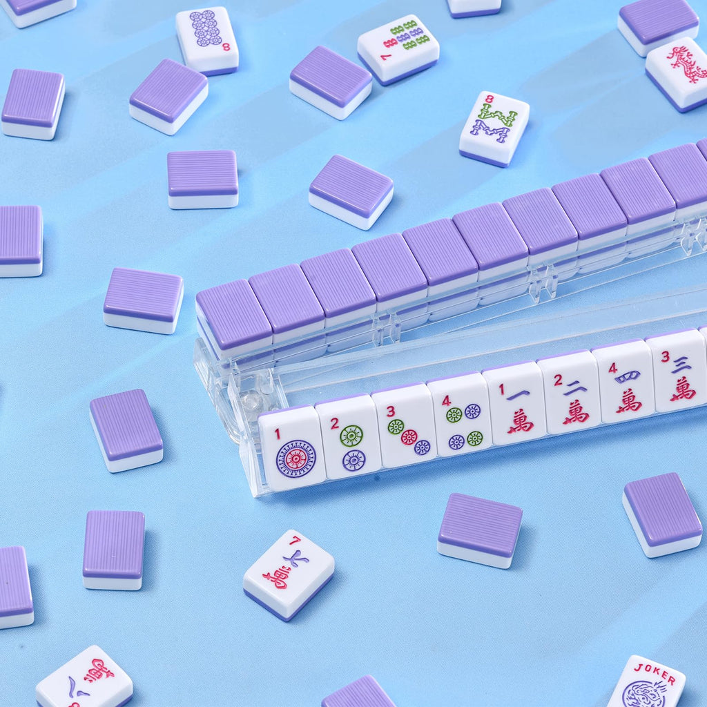 Purple 166 Tile Mahjong Set with Racks and Bag I2358
