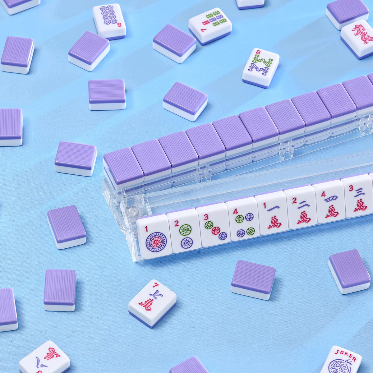 Purple 166 Tile Mahjong Set with Racks and Bag I2358