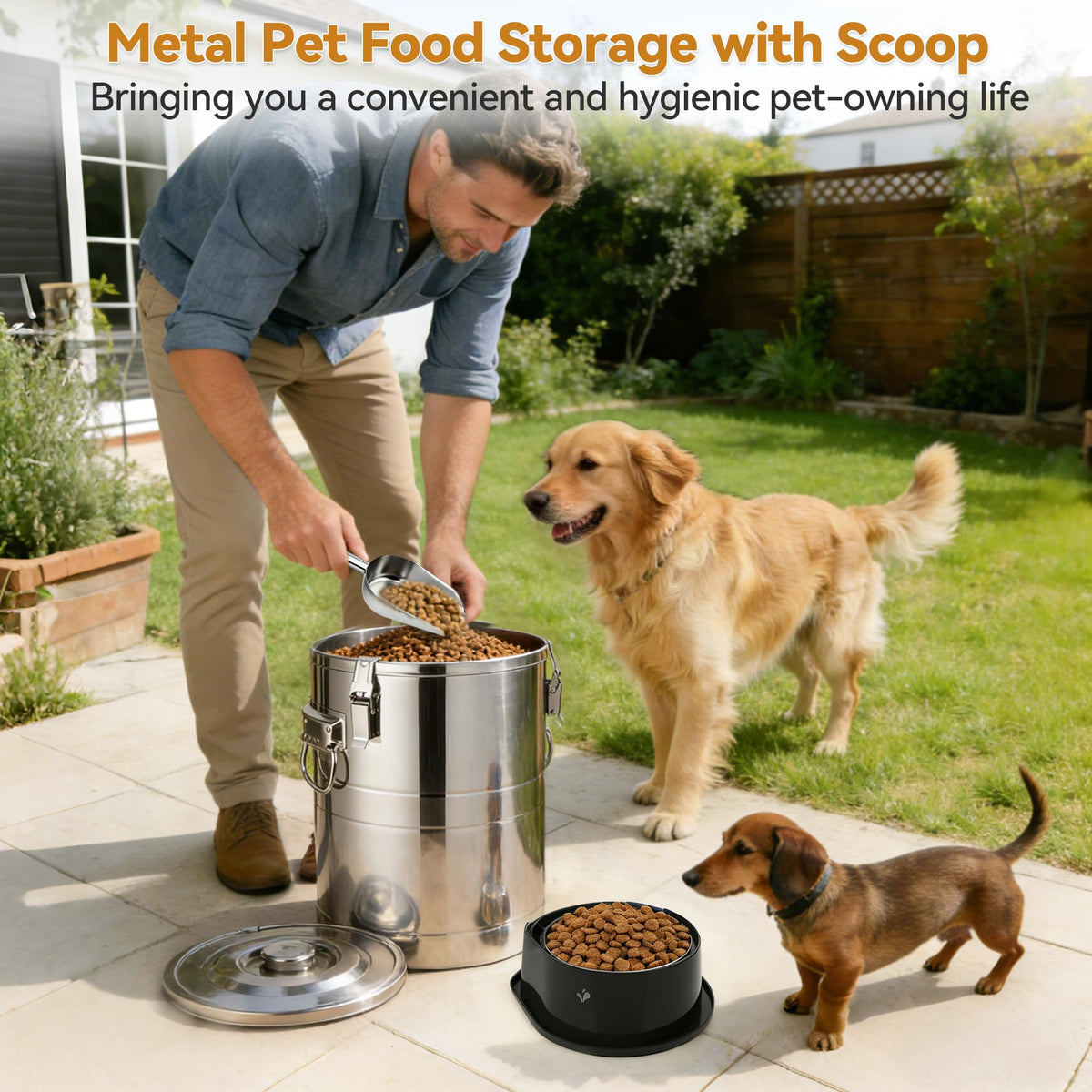 Stainless Steel Dog Food Storage Container with Scoop F8213