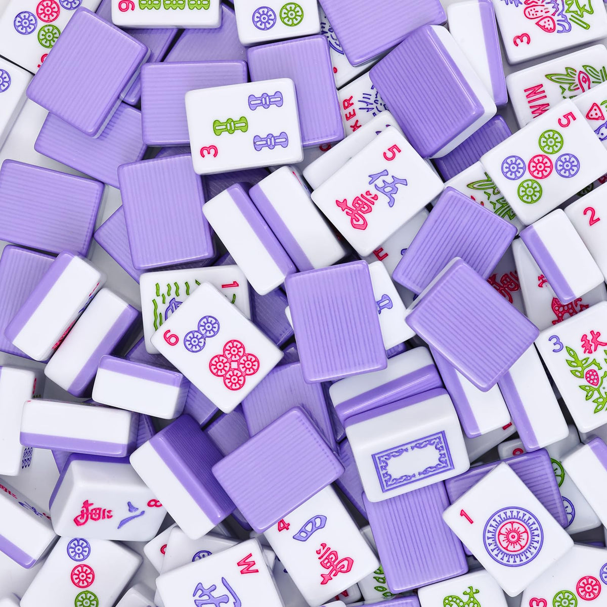 Purple 166 Tile Mahjong Set with Racks and Bag I2358