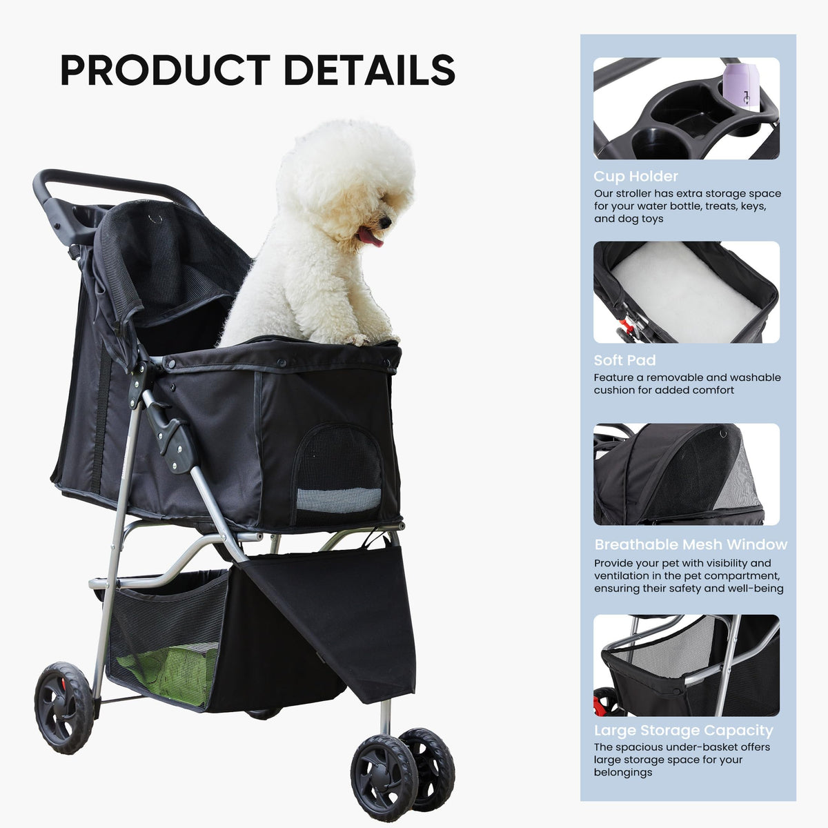 Foldable 3 Wheel Pet Stroller C8691