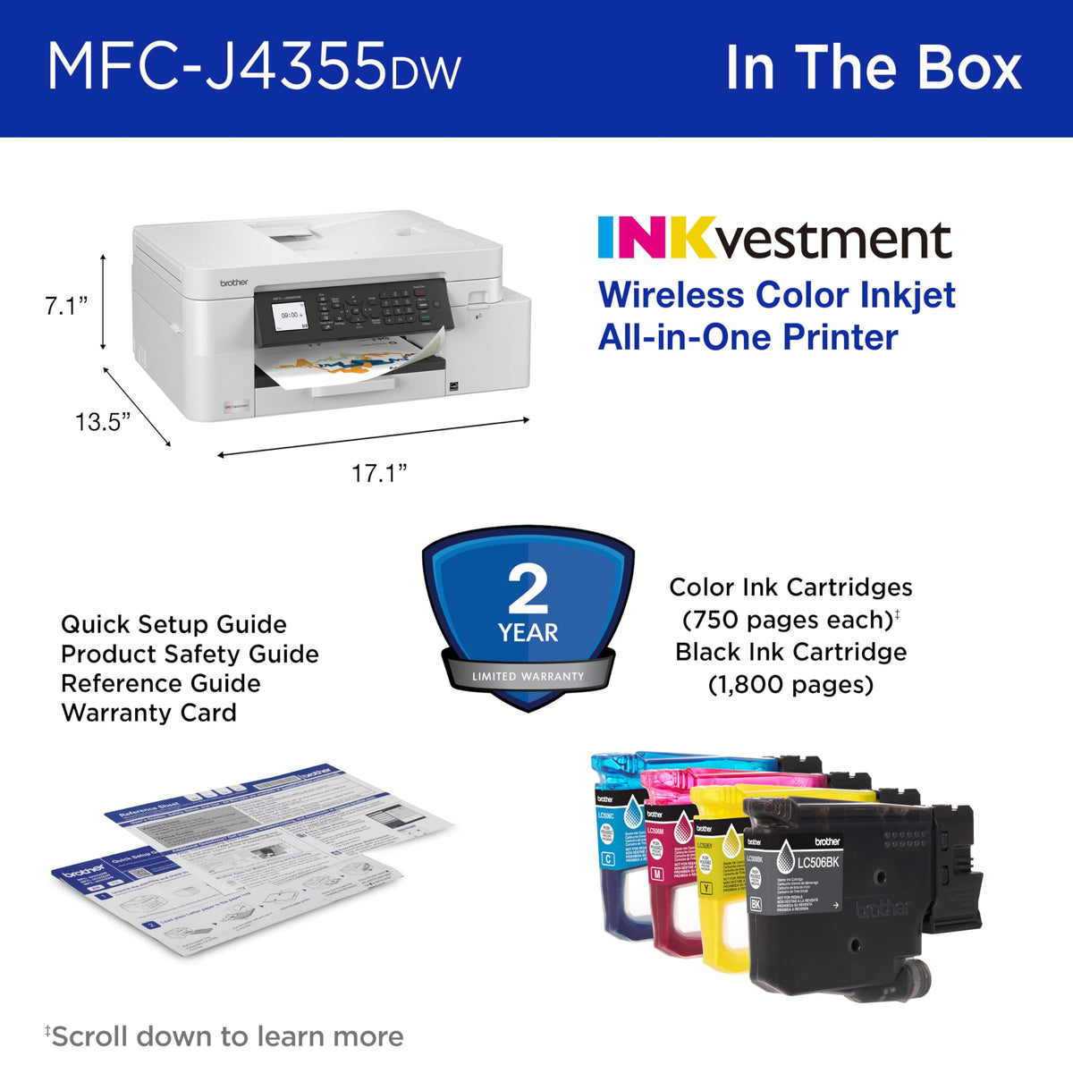 Wireless Color Inkjet All-in-One Printer with Color Display and Manual Feed Slot U795
