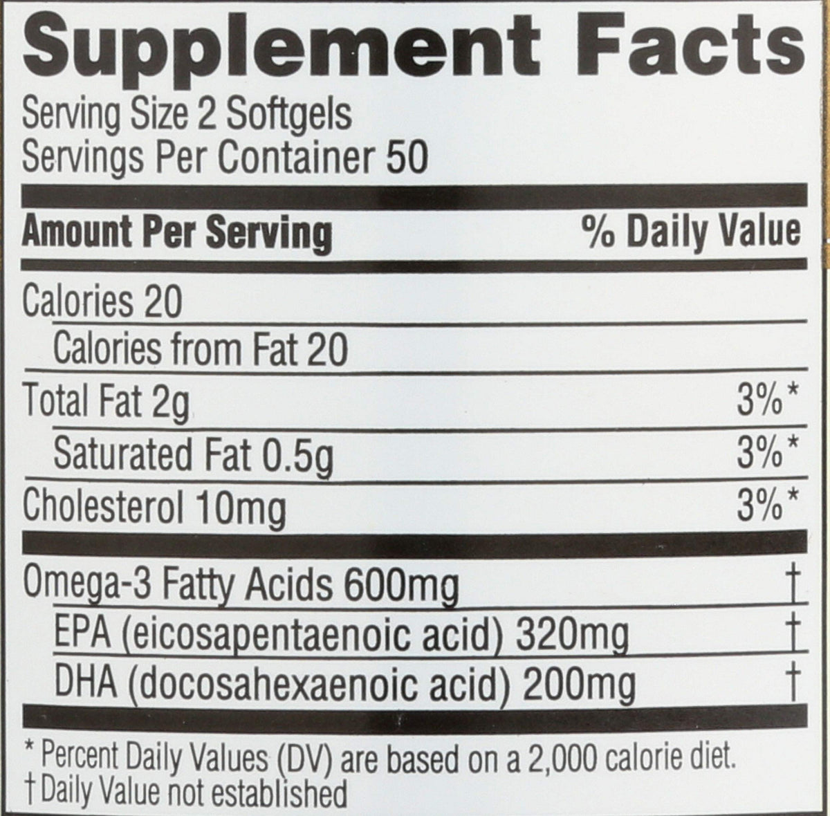 Fish Oil Omega-3 1000 mg 100 Count Softgels A6065
