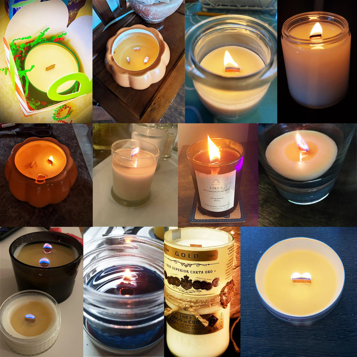 50PCS Crackling Wooden Candle Wicks with Metal Base R8786