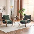 Dark Green Chenille Accent Armchairs Set of 2 with Lumbar Pillow M2915