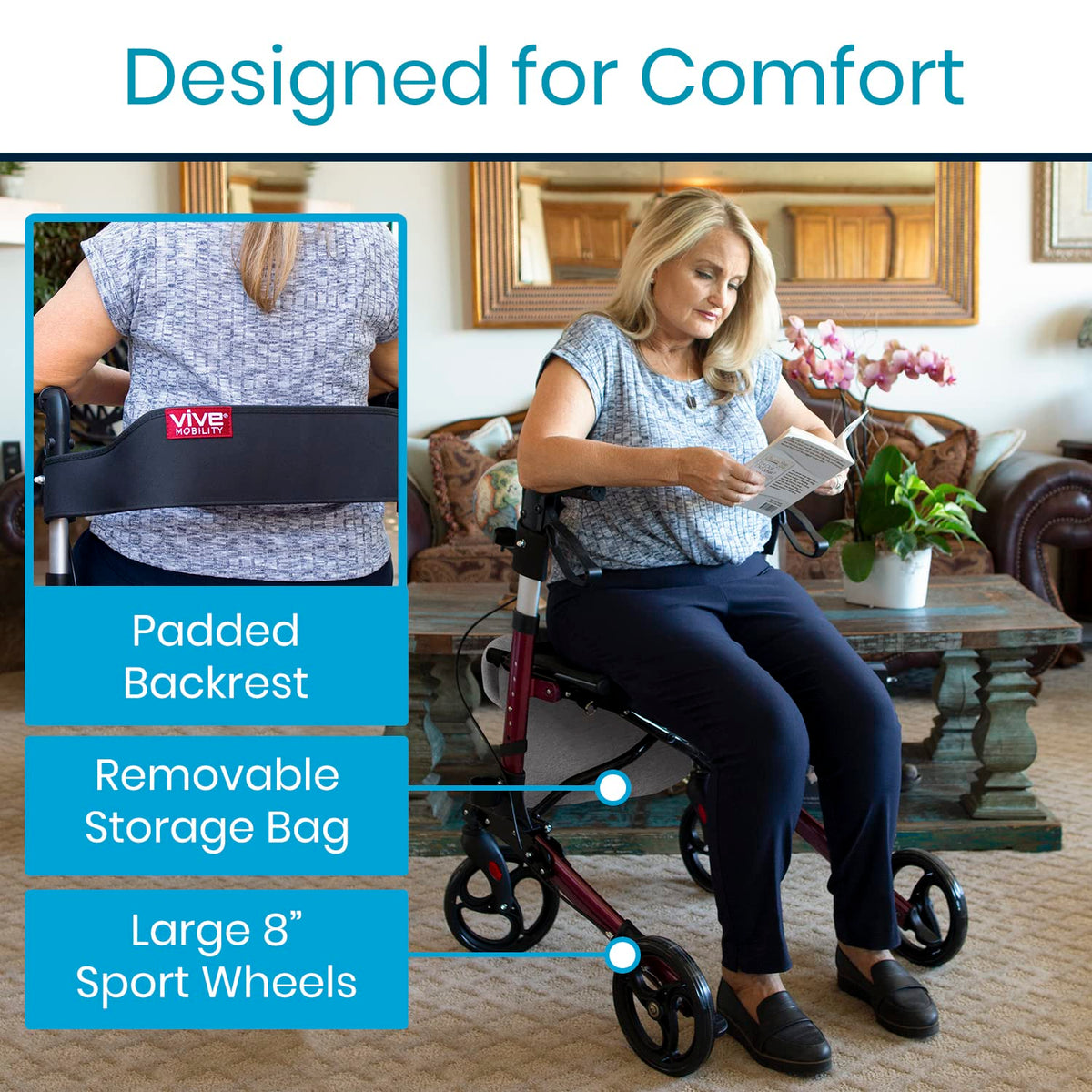 Folding 4 Wheel Rollator Walker V44324