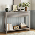 Oak Gray Fluted Console Table with Drawers B360709