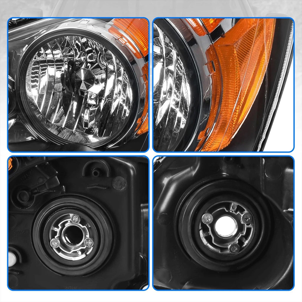2008-2010 Honda Odyssey Headlights Assembly Black Housing Amber Reflector Driver Passenger Side F952090