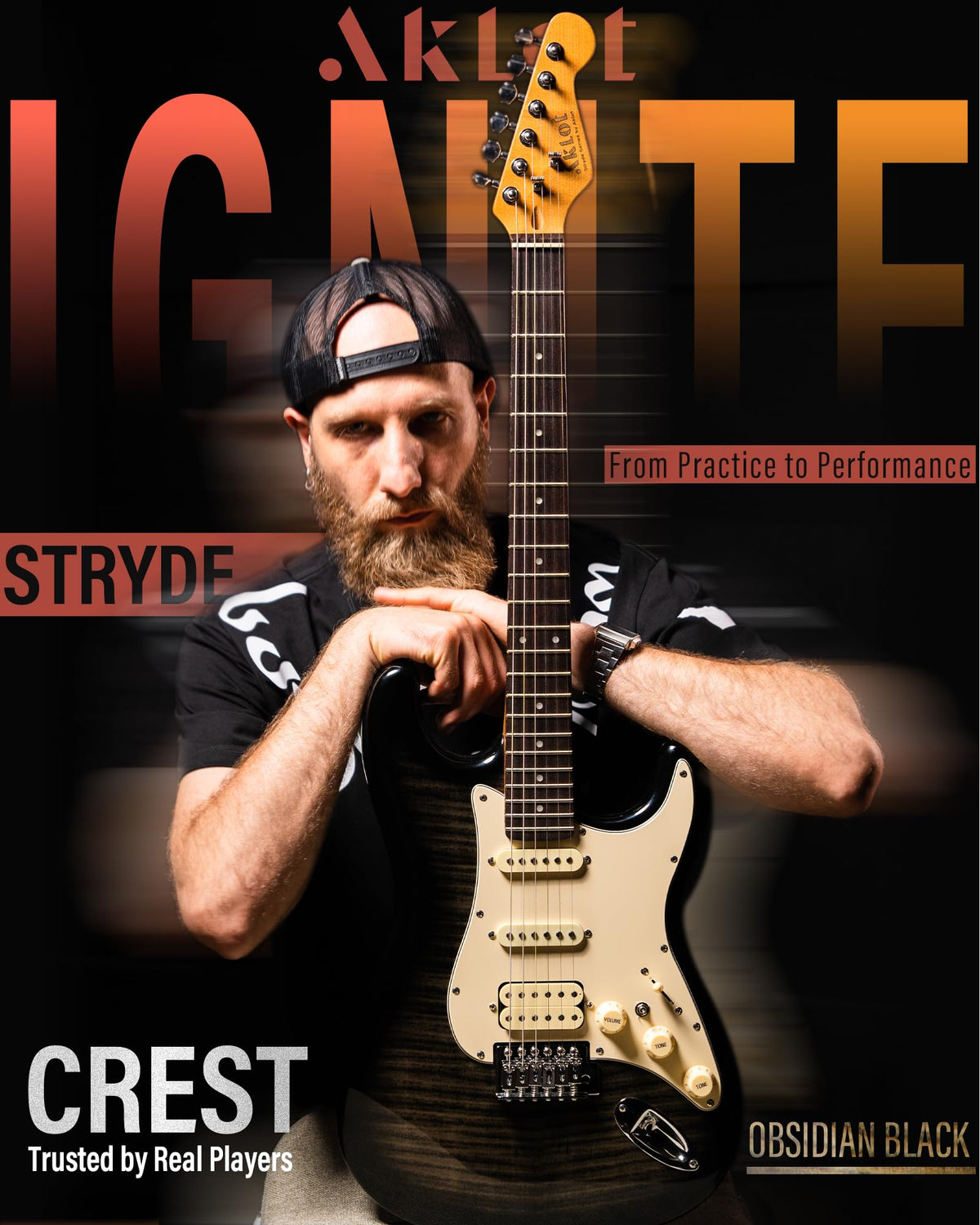 Beginner Electric Guitar Kit with 10W Amp, HSS Pickups, Gig Bag, Tuner, Strap, Picks, Black V627