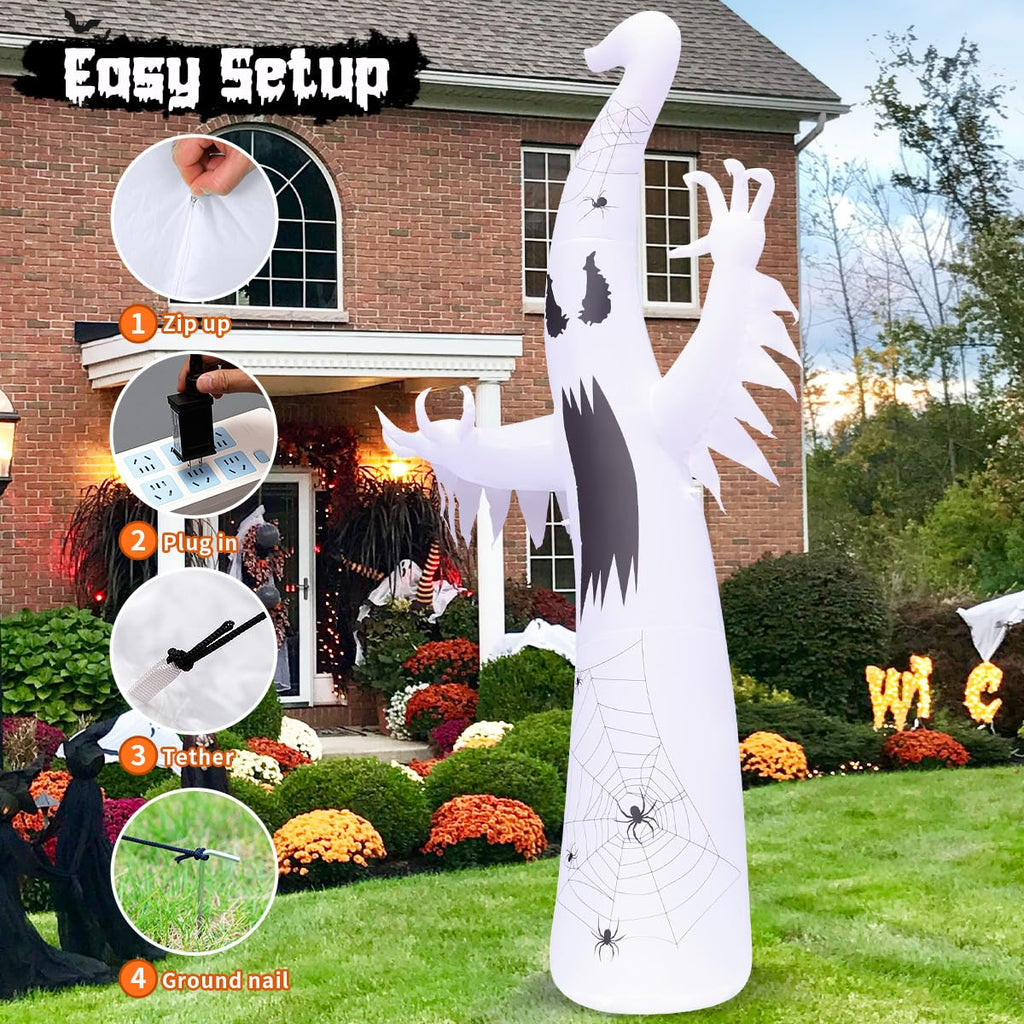 12 FT Halloween Inflatable Ghost with Built-in LEDs Q167