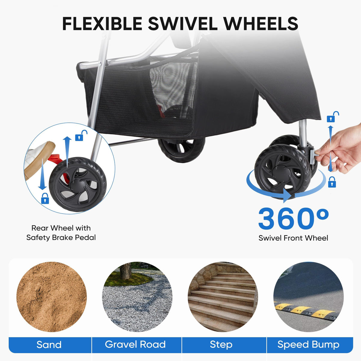 Foldable 3 Wheel Pet Stroller C8691