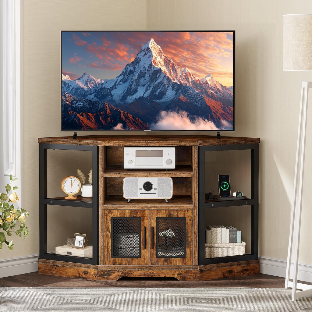 Corner Farmhouse TV Stand with Storage Cabinets P309037