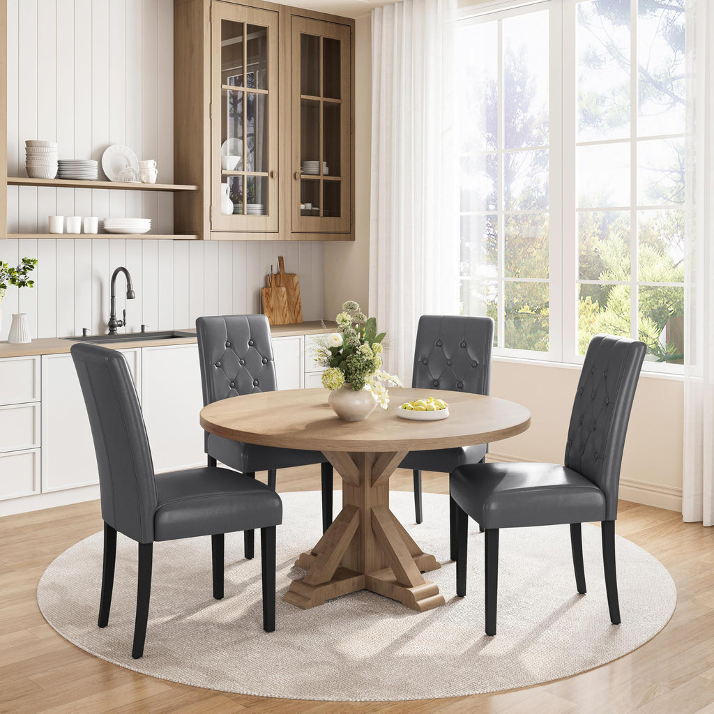 Dining Chairs Set of 2 Tufted Gray Z35317