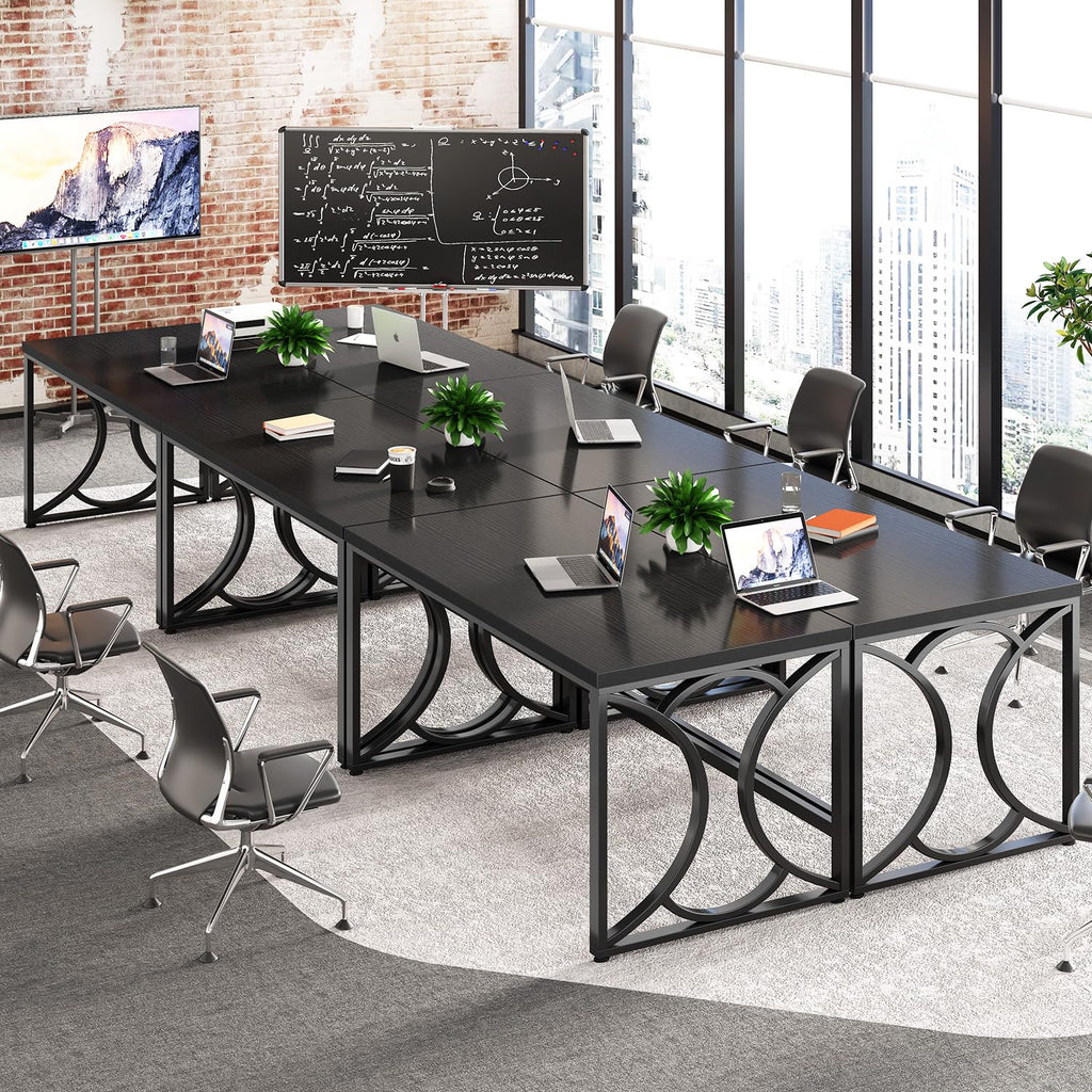 Black 55 Inch Metal Wooden Computer Desk W31799