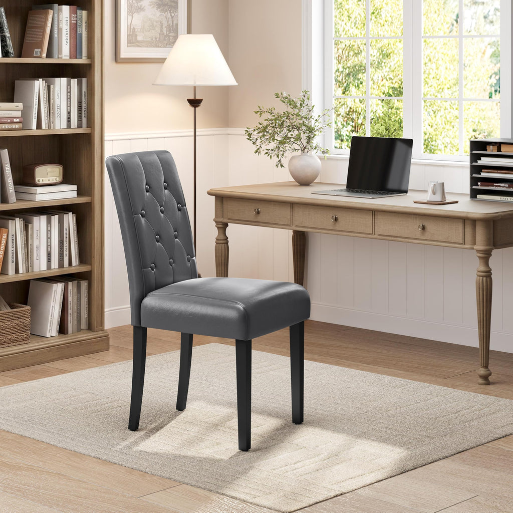 Dining Chairs Set of 2 Tufted Gray Z35317