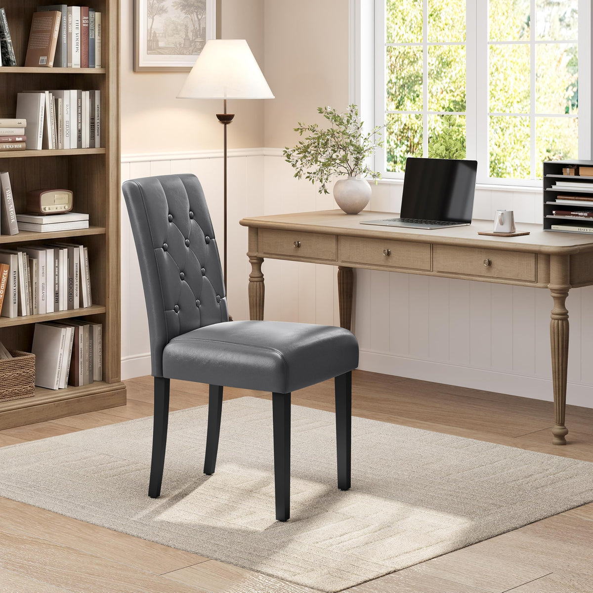 Dining Chairs Set of 2 Tufted Gray Z35317
