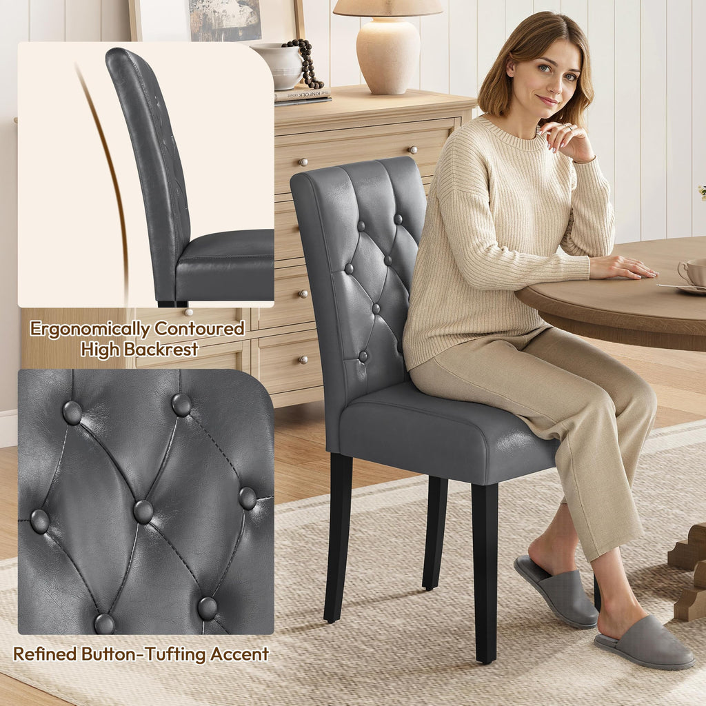 Dining Chairs Set of 2 Tufted Gray Z35317