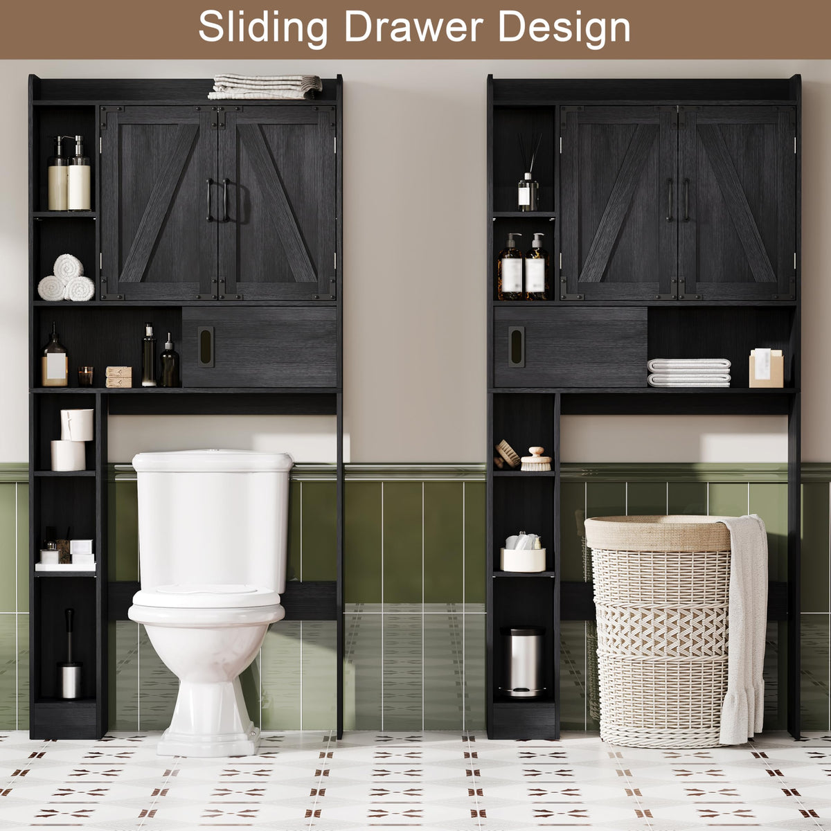 Over The Toilet Storage Cabinet with Sliding Door O2157