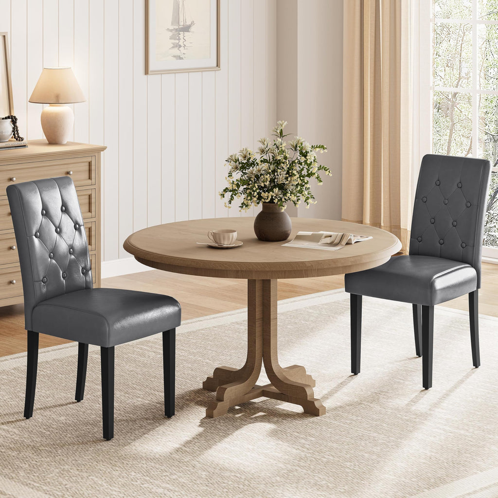 Dining Chairs Set of 2 Tufted Gray Z35317